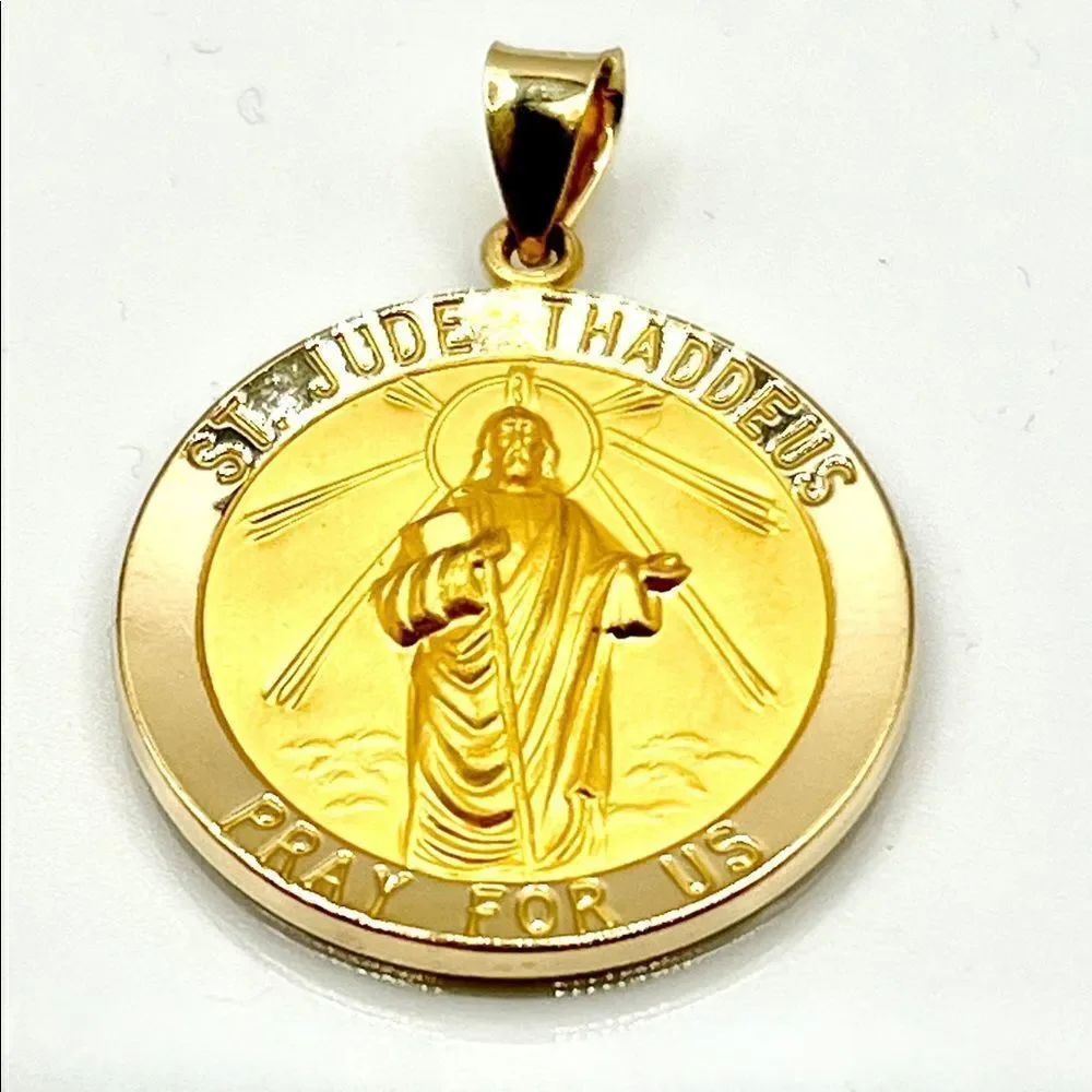 New, 14k Gold Saint Jude Thaddeus Pray For Us Religious Medal
